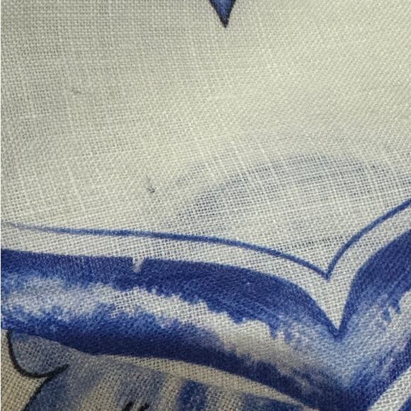 Sesto Senso Linen Crop Top Puff Sleeves Tie Back Size Medium Blue Yellow Floral - Picture 9 of 9